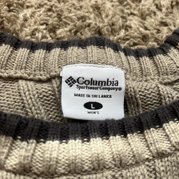 Columbia Pullover Sweater Mens L Brown Crew Neck Ribbed Knit 100% Cotton Casual - Picture 5 of 8